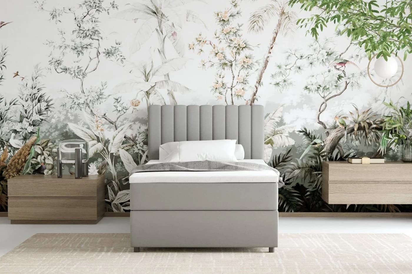 Homesy Boxspringbett EVEREST Grau mit Bettkasten und Topper - Bild 4