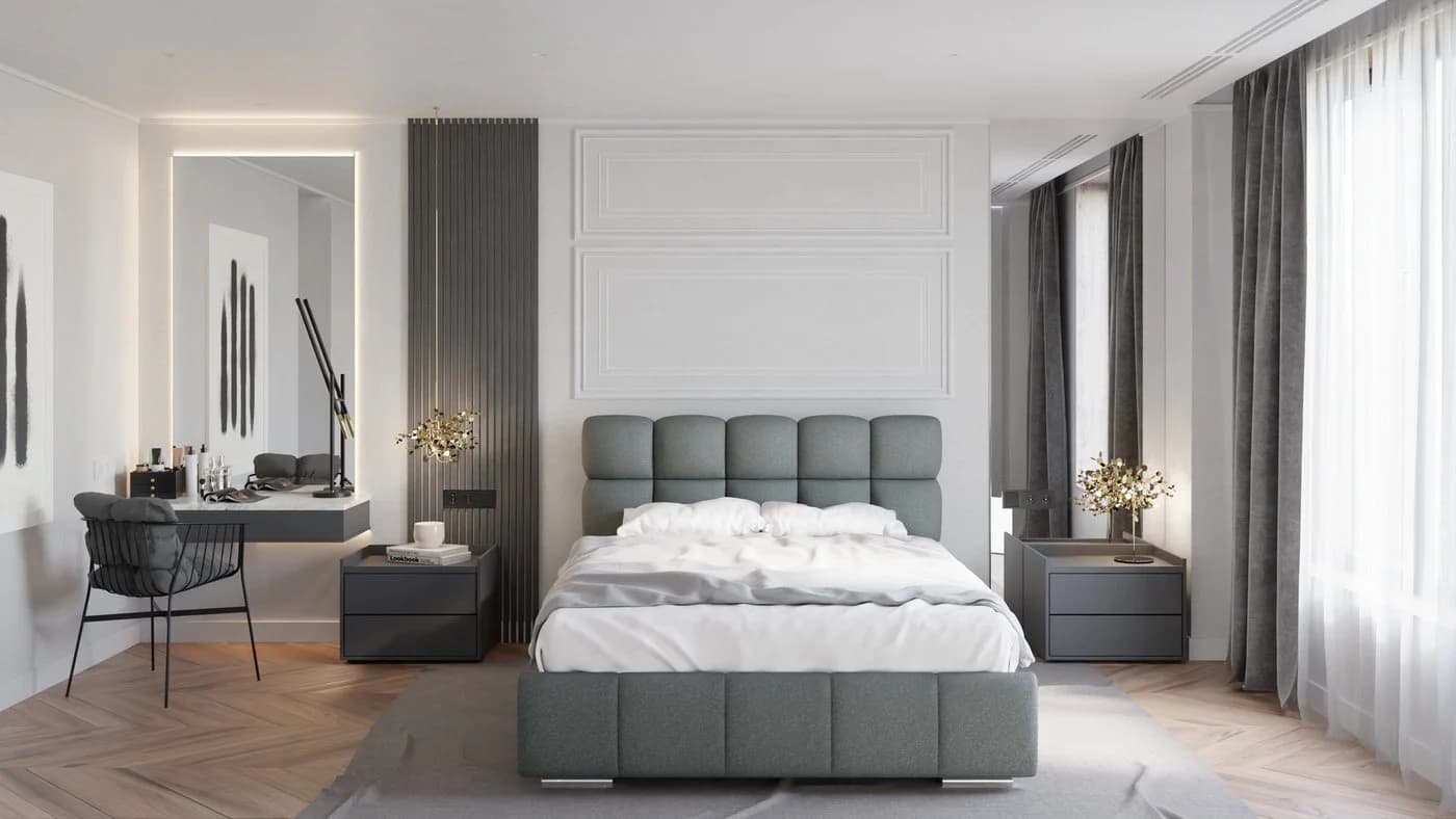 Homesy Polsterbett BLISS Metallrahmen mit Lattenrost Grau