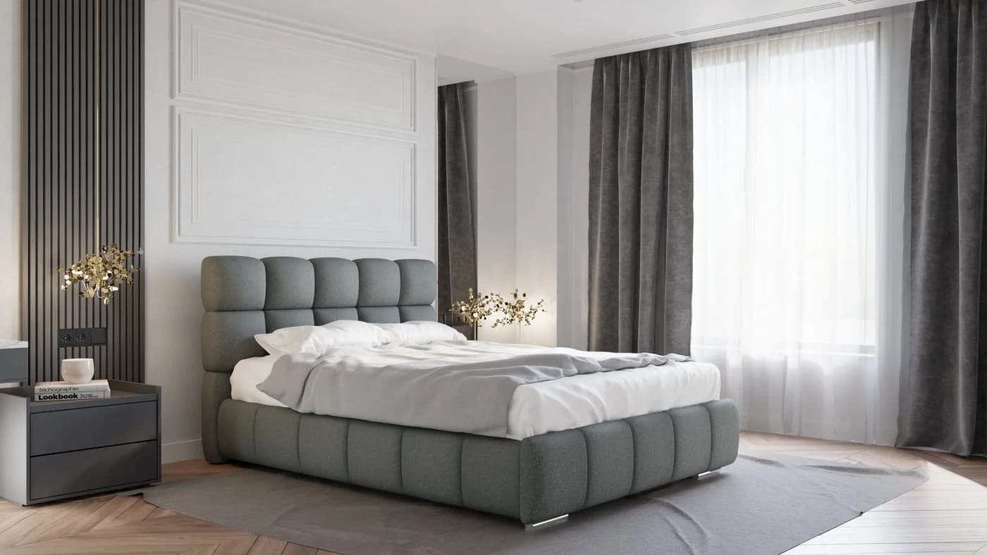 Homesy Polsterbett BLISS Metallrahmen mit Lattenrost Grau - Bild 2