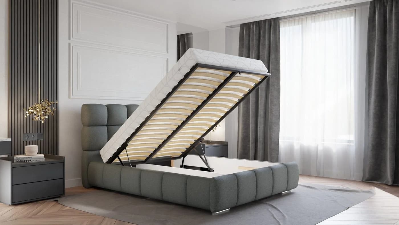 Homesy Polsterbett BLISS Metallrahmen mit Lattenrost Grau - Bild 5
