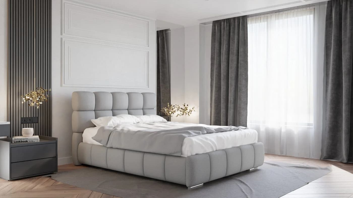 Homesy Polsterbett BLISS Grau Metallrahmen mit Lattenrost - Bild 2