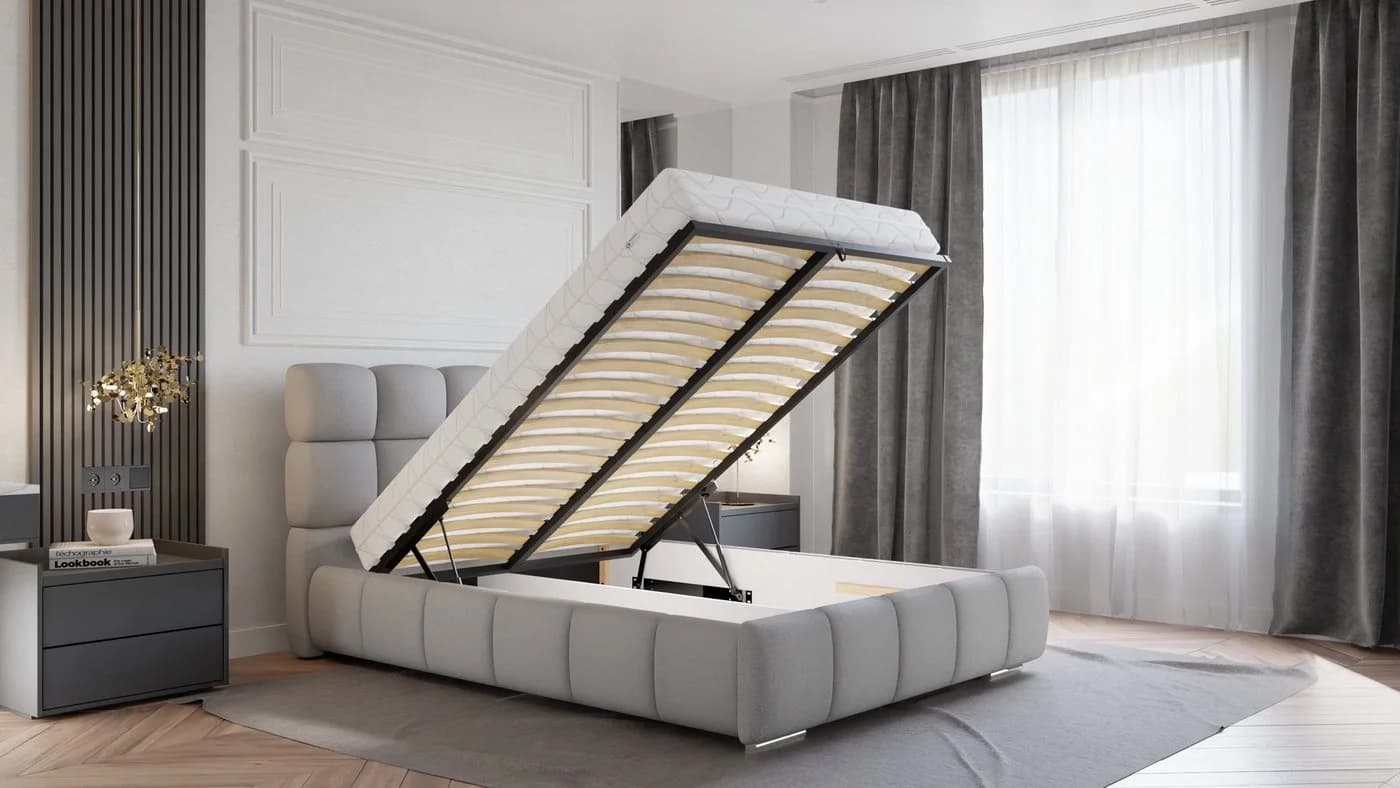 Homesy Polsterbett BLISS Grau Metallrahmen mit Lattenrost - Bild 5