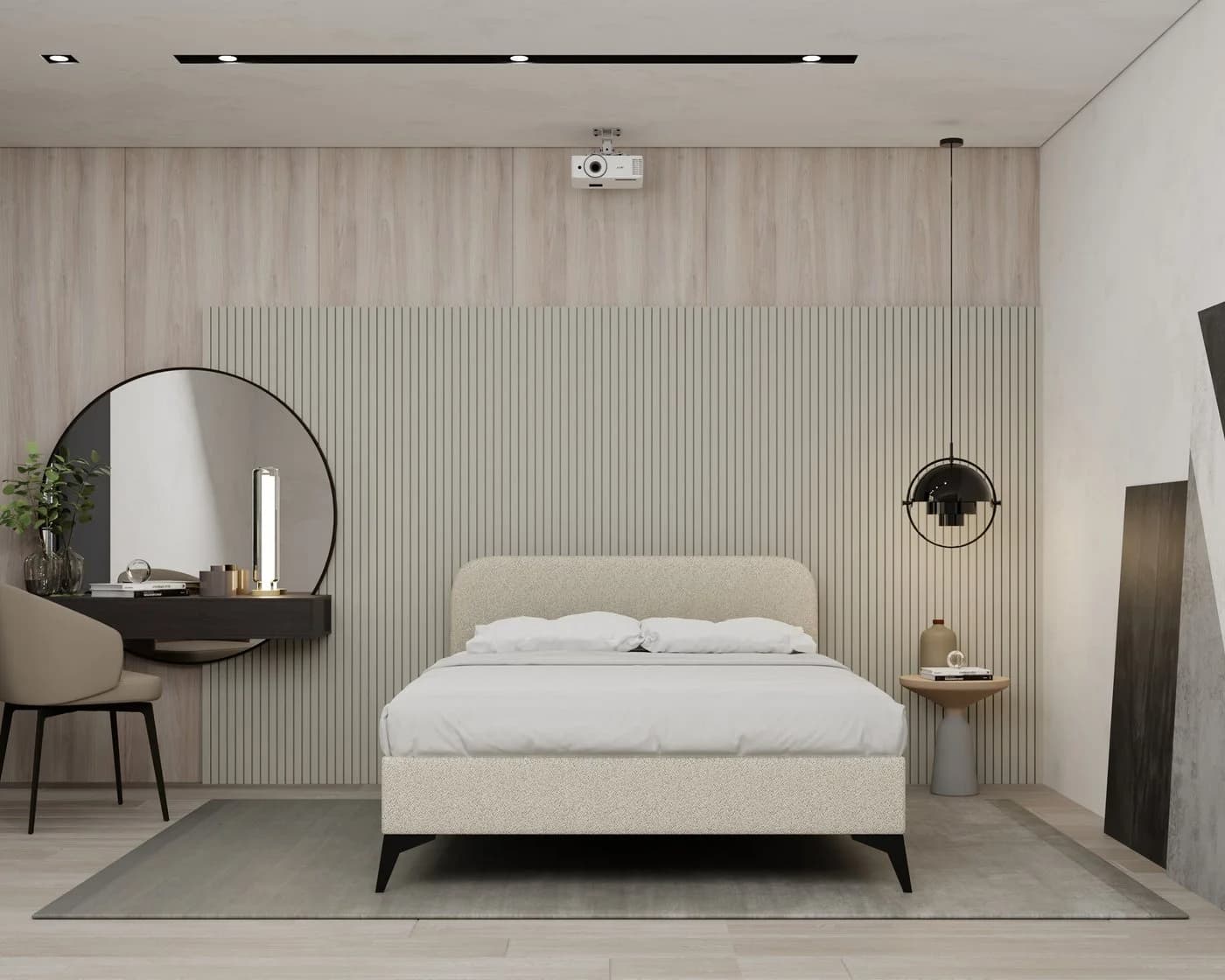 Homesy Polsterbett MAVILO Beige Massivholz Rahmen