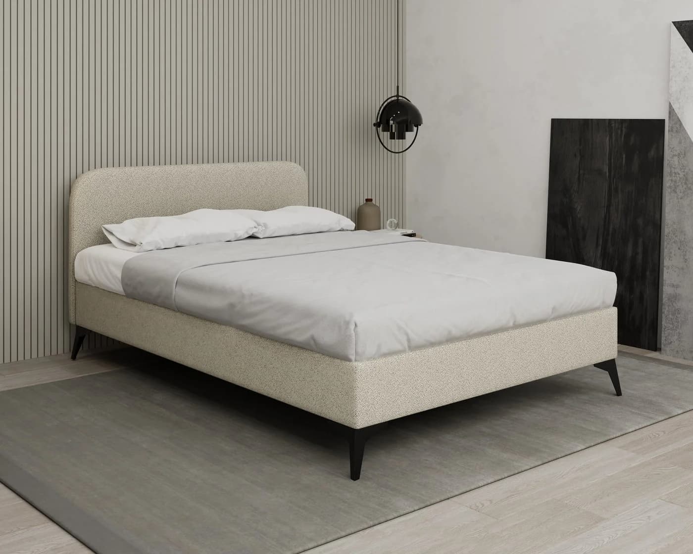 Homesy Polsterbett MAVILO Beige Massivholz Rahmen - Bild 2