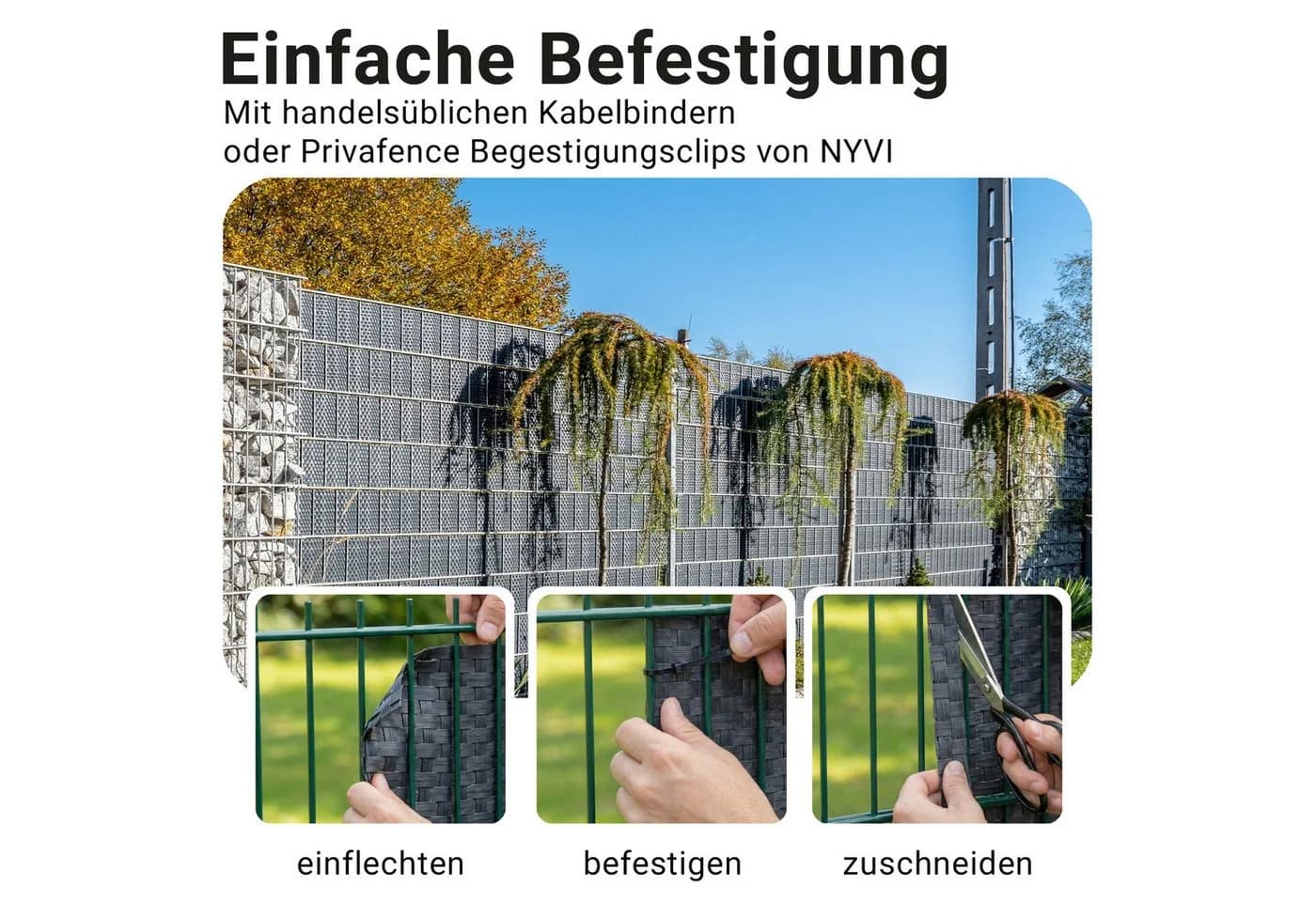 NYVI Sichtschutzstreifen Privafence Beige Polyrattan Wetterfest - Bild 5