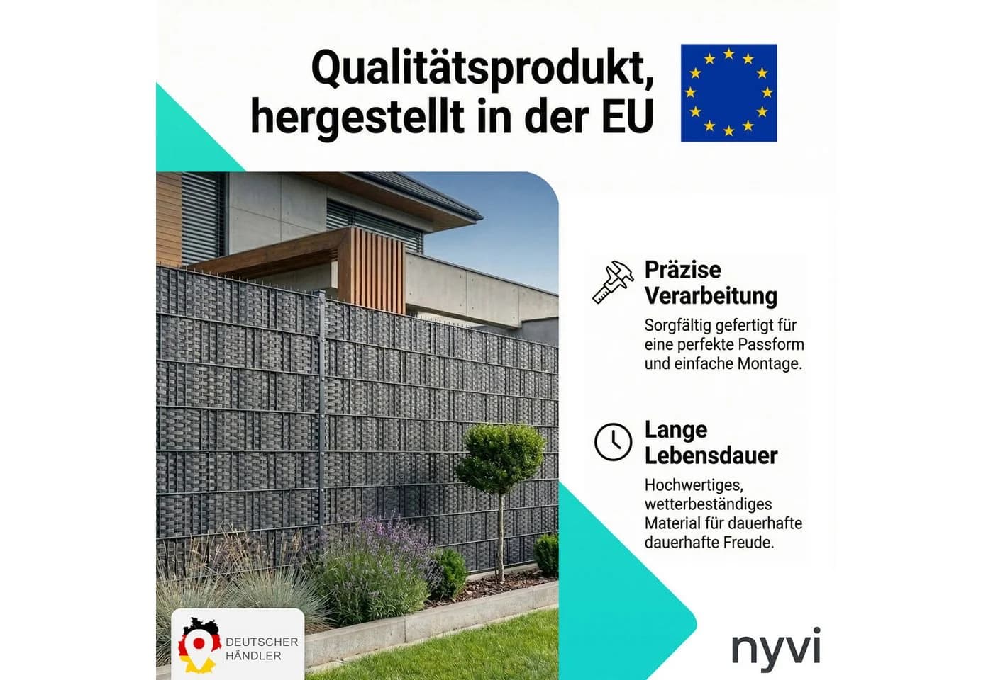 NYVI Sichtschutzstreifen Privafence Braun Beige 3D Optik - Bild 5