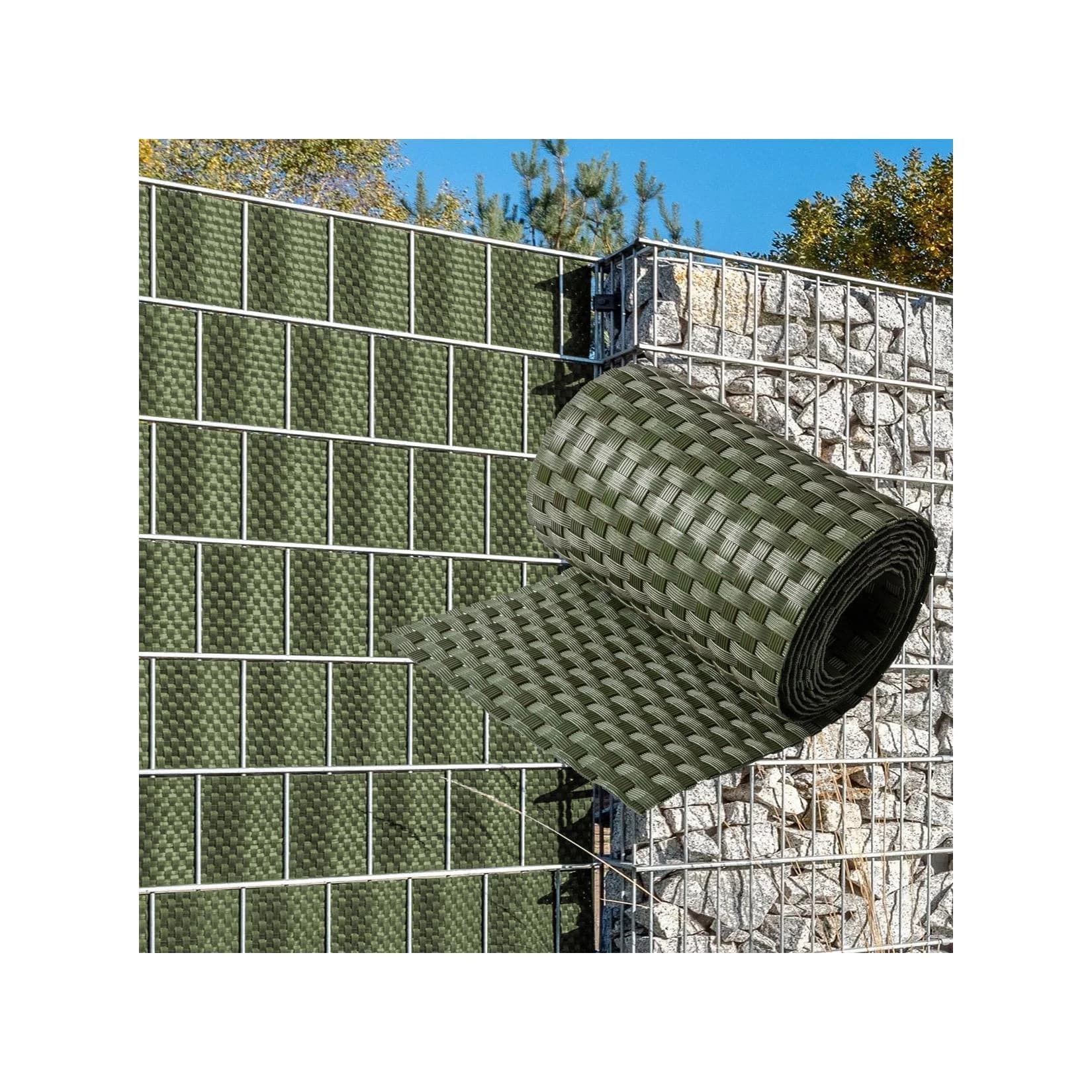 NYVI Polyrattan Sichtschutzstreifen Privafence Grün 5er Pack