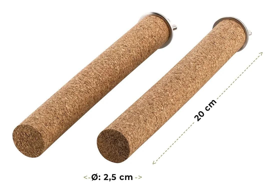 Kork-Deko.de Vogelspielplatz 2er-Pack Vogelsitzstangen aus Presskork, Zum Spielen und Knabbern