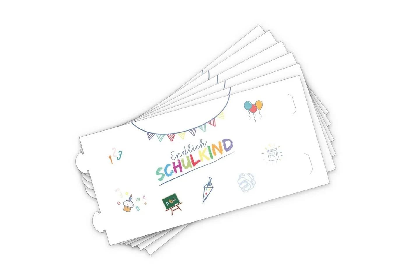 itenga Windlicht-Set "Endlich Schulkind" Weiß 6er Pack