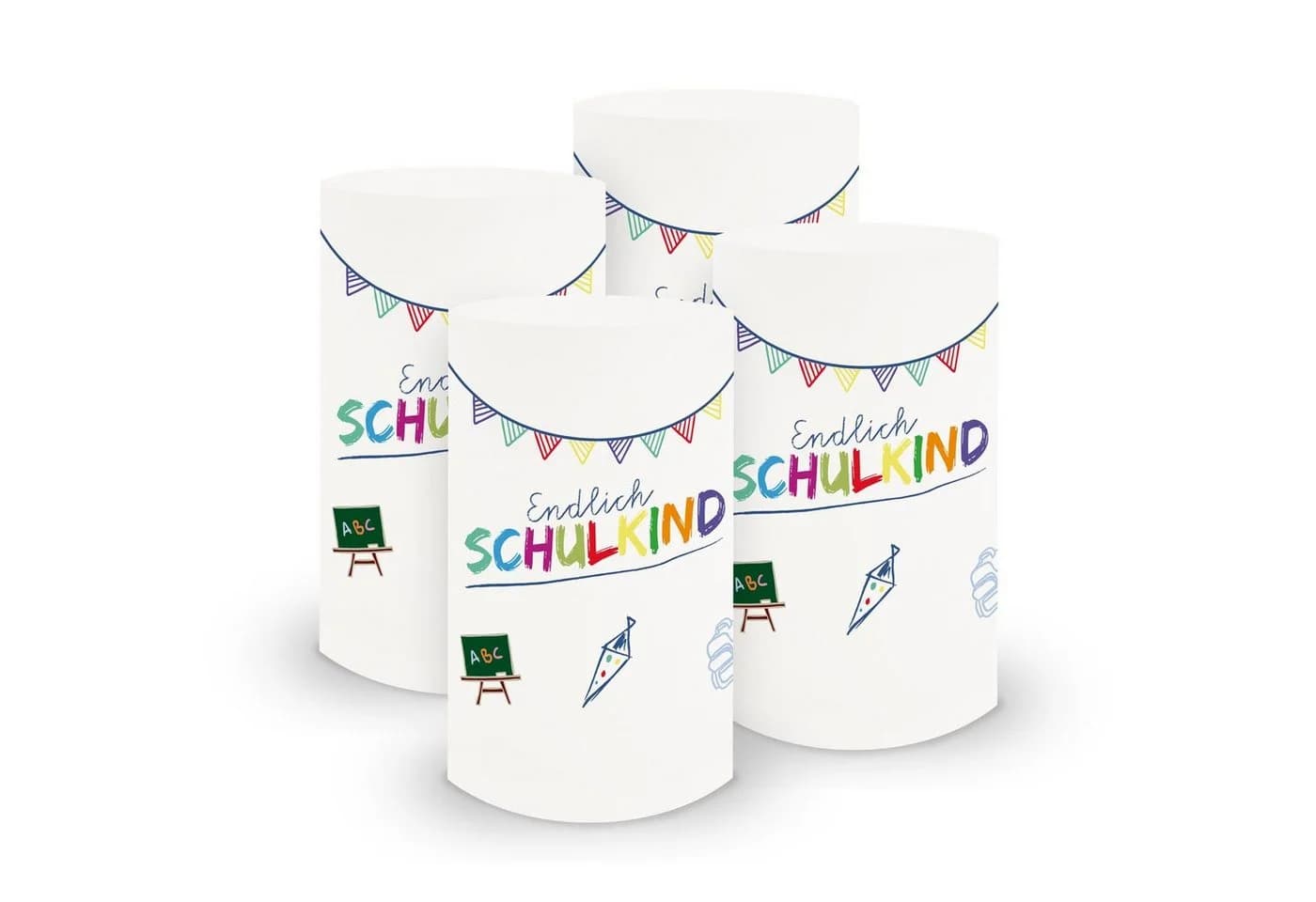 itenga Windlicht-Set "Endlich Schulkind" Weiß 6er Pack - Bild 2