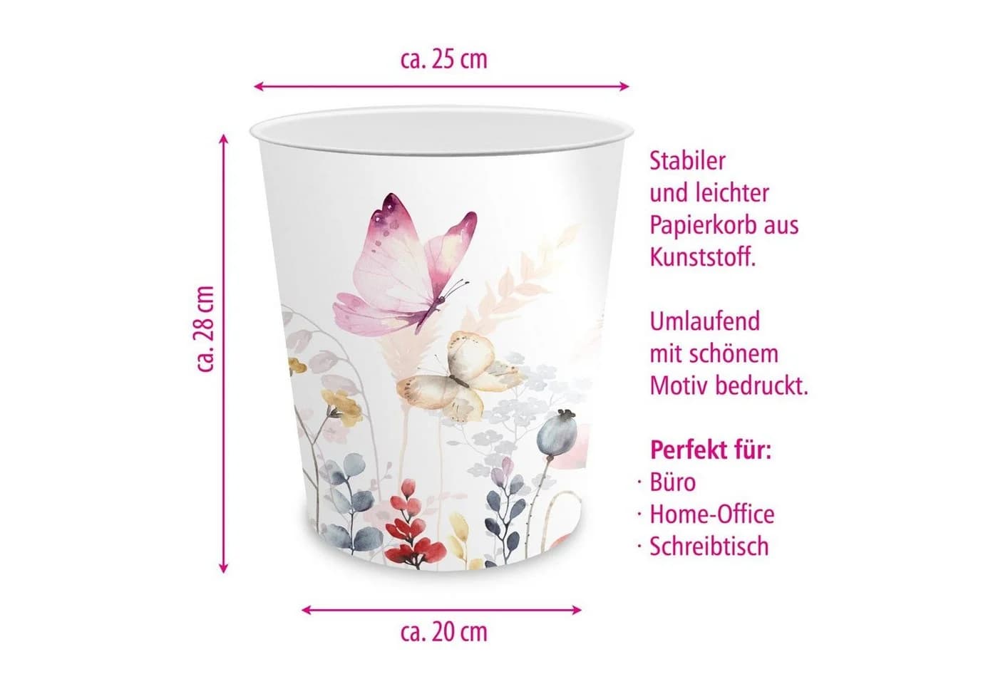 itenga Schreibtischunterlage mit Papierkorb Schmetterling Motiv - Bild 3