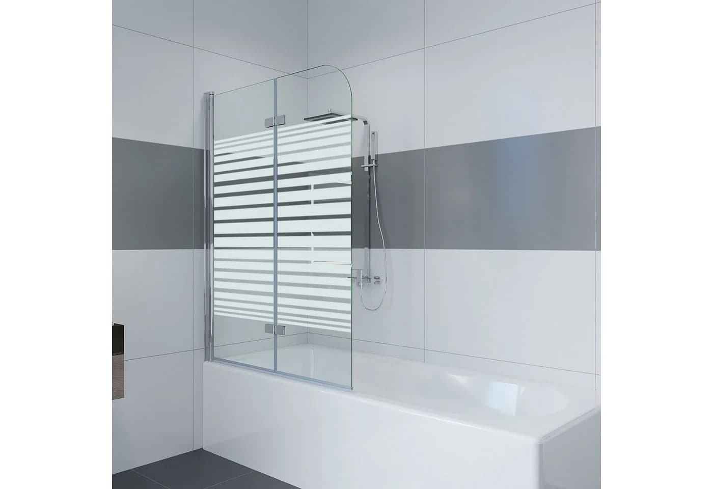IMPTS Duschwand für Badewanne 100-120cm x 140cm Glas Alu - Bild 2