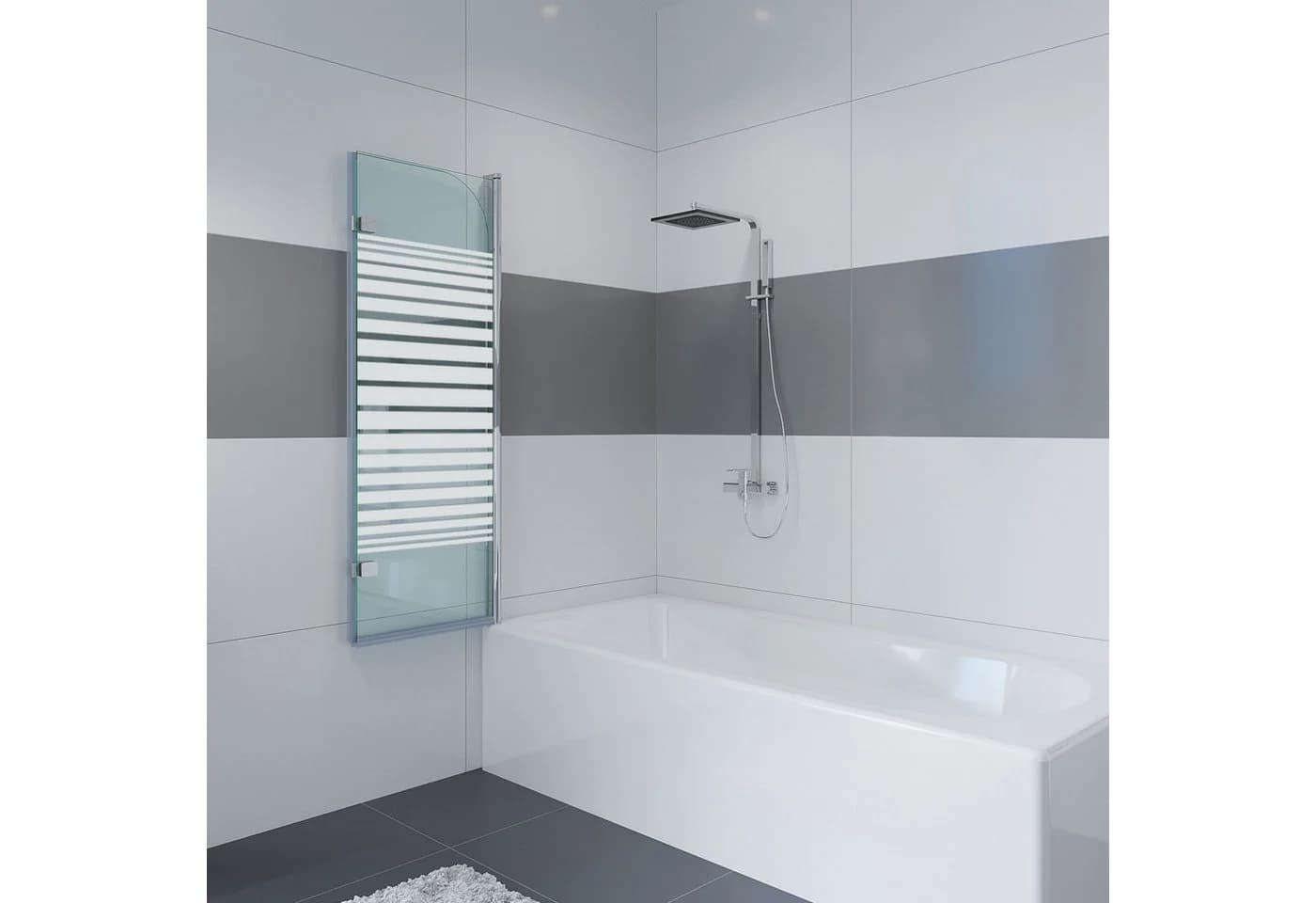 IMPTS Duschwand für Badewanne 100-120cm x 140cm Glas Alu - Bild 4