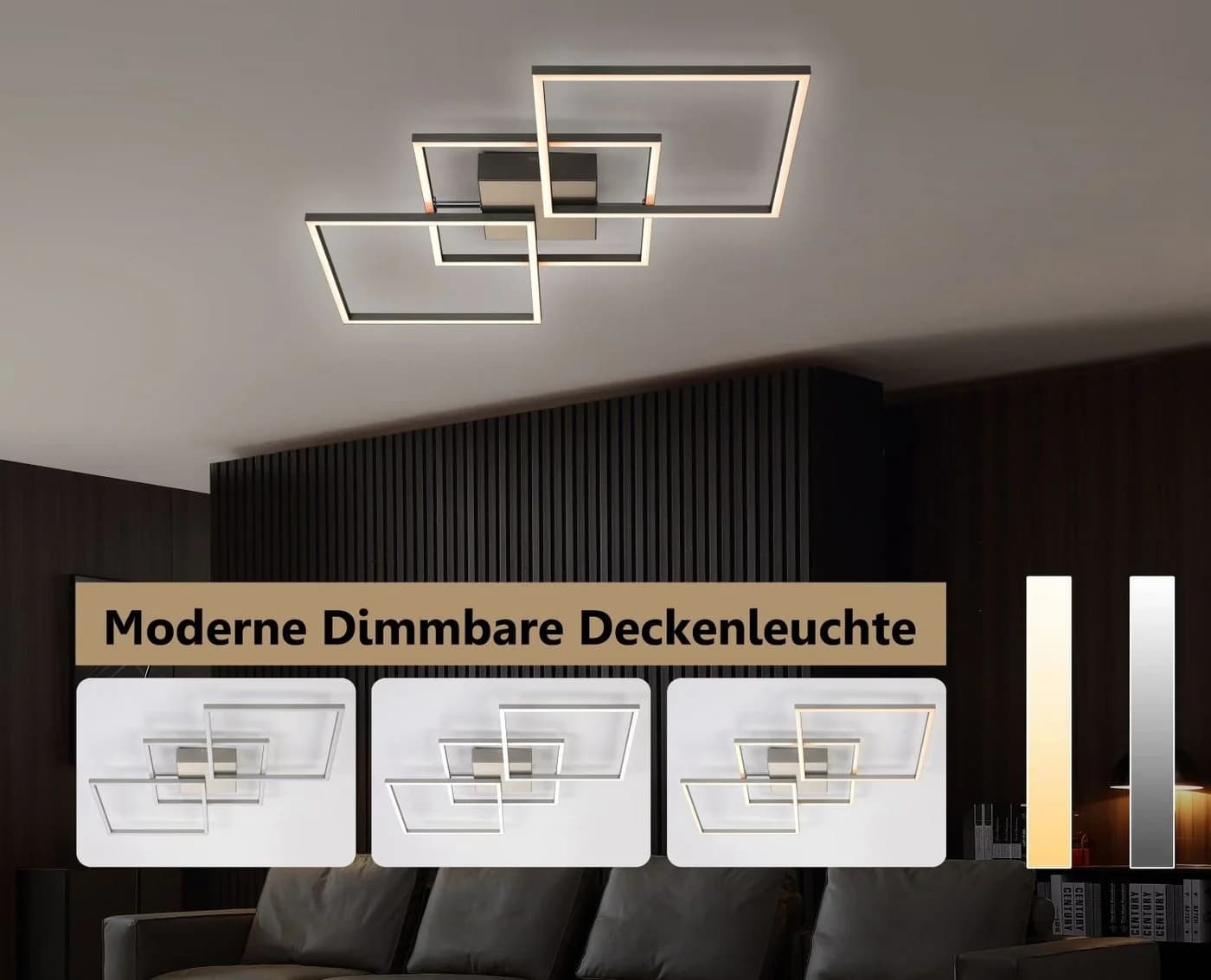 IMPTS LED Deckenleuchte Dimmbar Matt-Nickel Fernbedienung - Bild 3