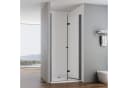 IMPTS Dusch-Falttür Schwarz 180° ESG Glas Aluminium Bild 1