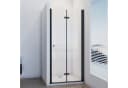 IMPTS Dusch-Falttür Schwarz 180° ESG Glas Aluminium Bild 2