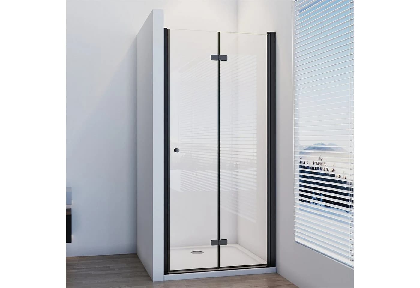 IMPTS Dusch-Falttür Schwarz 180° ESG Glas Aluminium - Bild 2