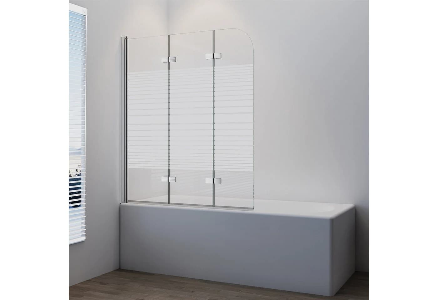 IMPTS Badewannenfaltwand 3-teilig Schwarz/Chrome mit Sicherheitsglas