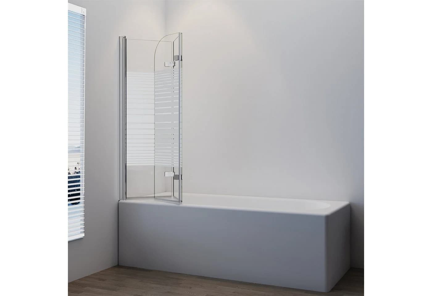 IMPTS Badewannenfaltwand 3-teilig Schwarz/Chrome mit Sicherheitsglas - Bild 3