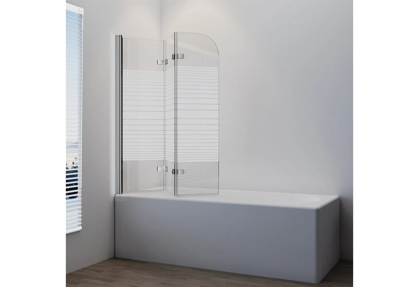IMPTS Badewannenfaltwand 3-teilig Schwarz/Chrome mit Sicherheitsglas - Bild 4
