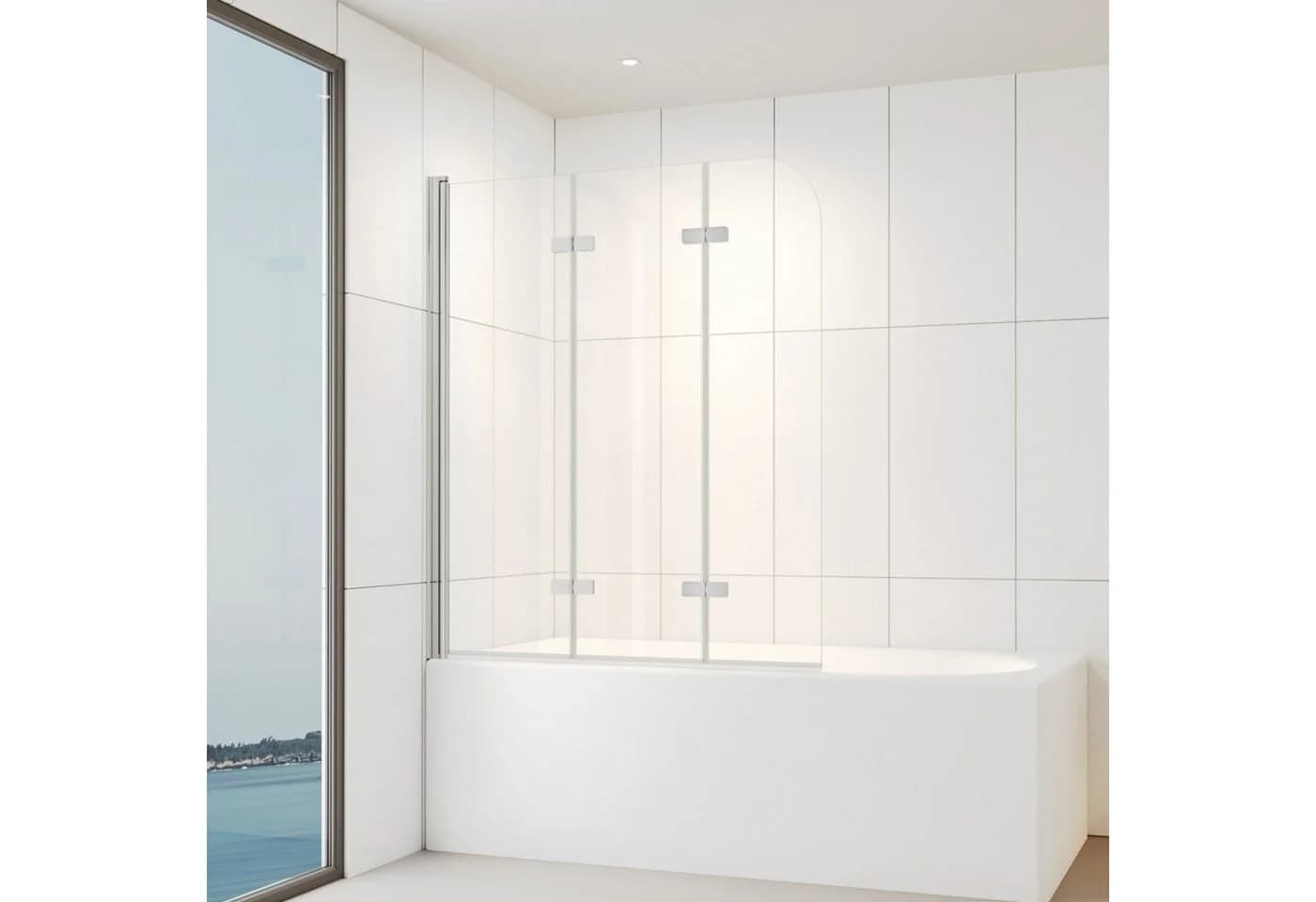 IMPTS Badewannenaufsatz Duschwand 3-teilig Schwarz/Silber ESG Glas - Bild 2