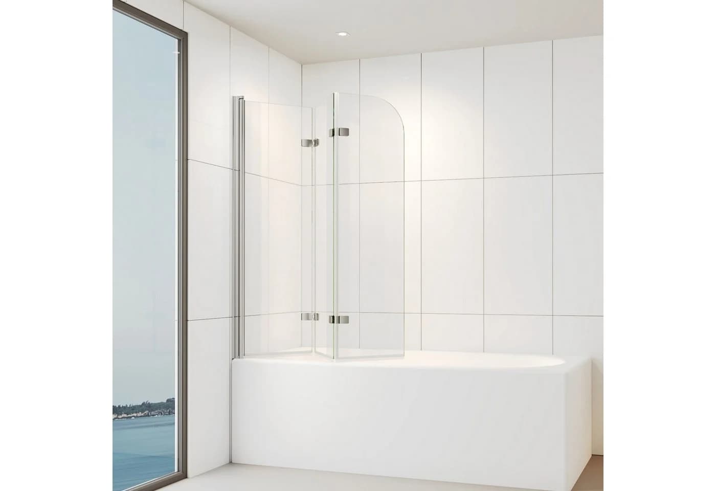 IMPTS Badewannenaufsatz Duschwand 3-teilig Schwarz/Silber ESG Glas - Bild 3