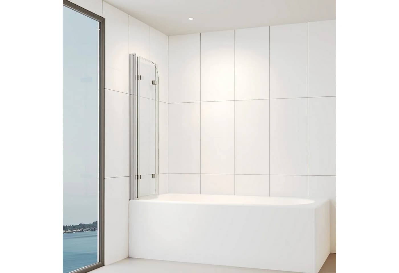 IMPTS Badewannenaufsatz Duschwand 3-teilig Schwarz/Silber ESG Glas - Bild 5