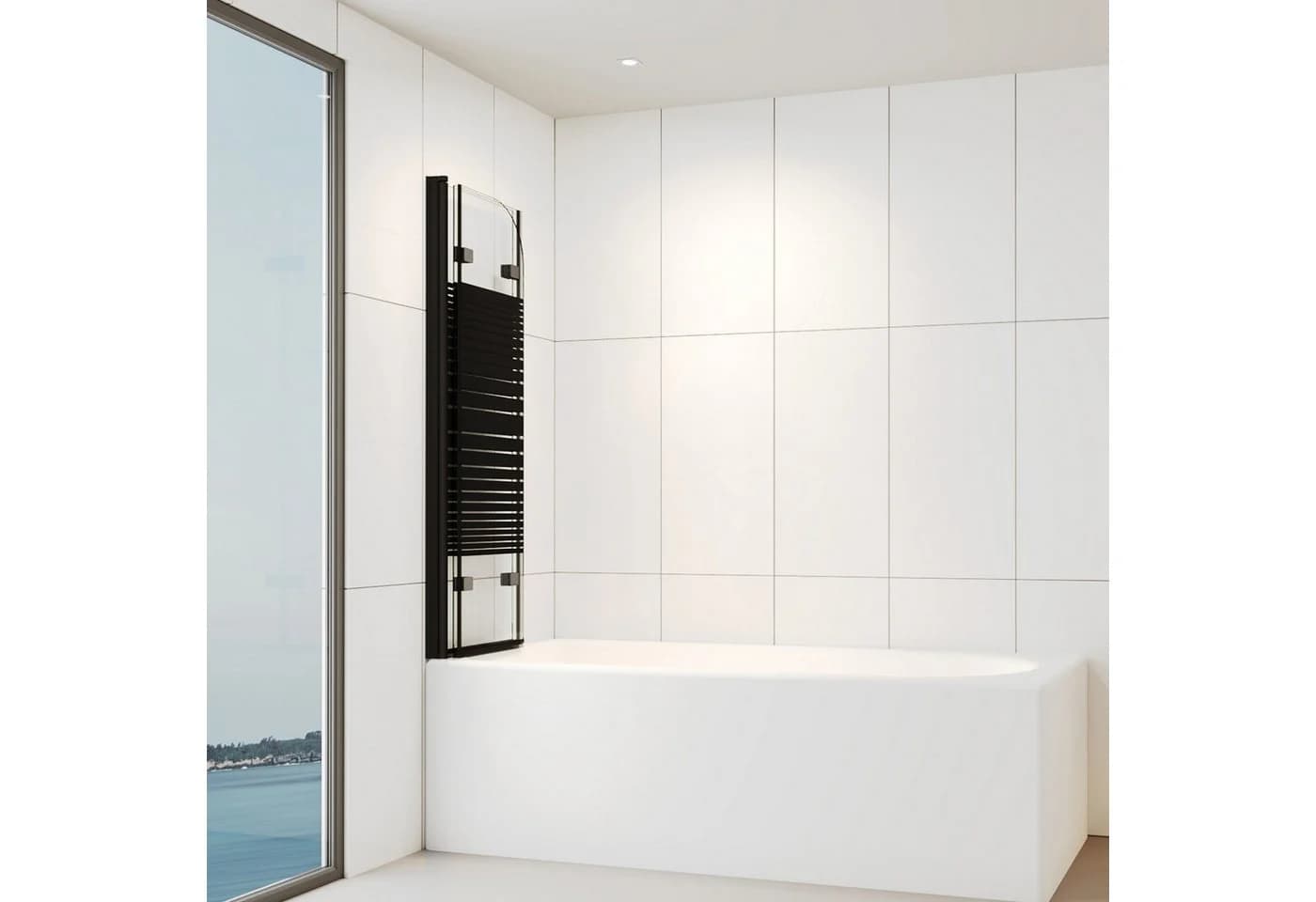 IMPTS Badewannenaufsatz Duschwand 3-teilig Schwarz/Chrome ESG Glas - Bild 5