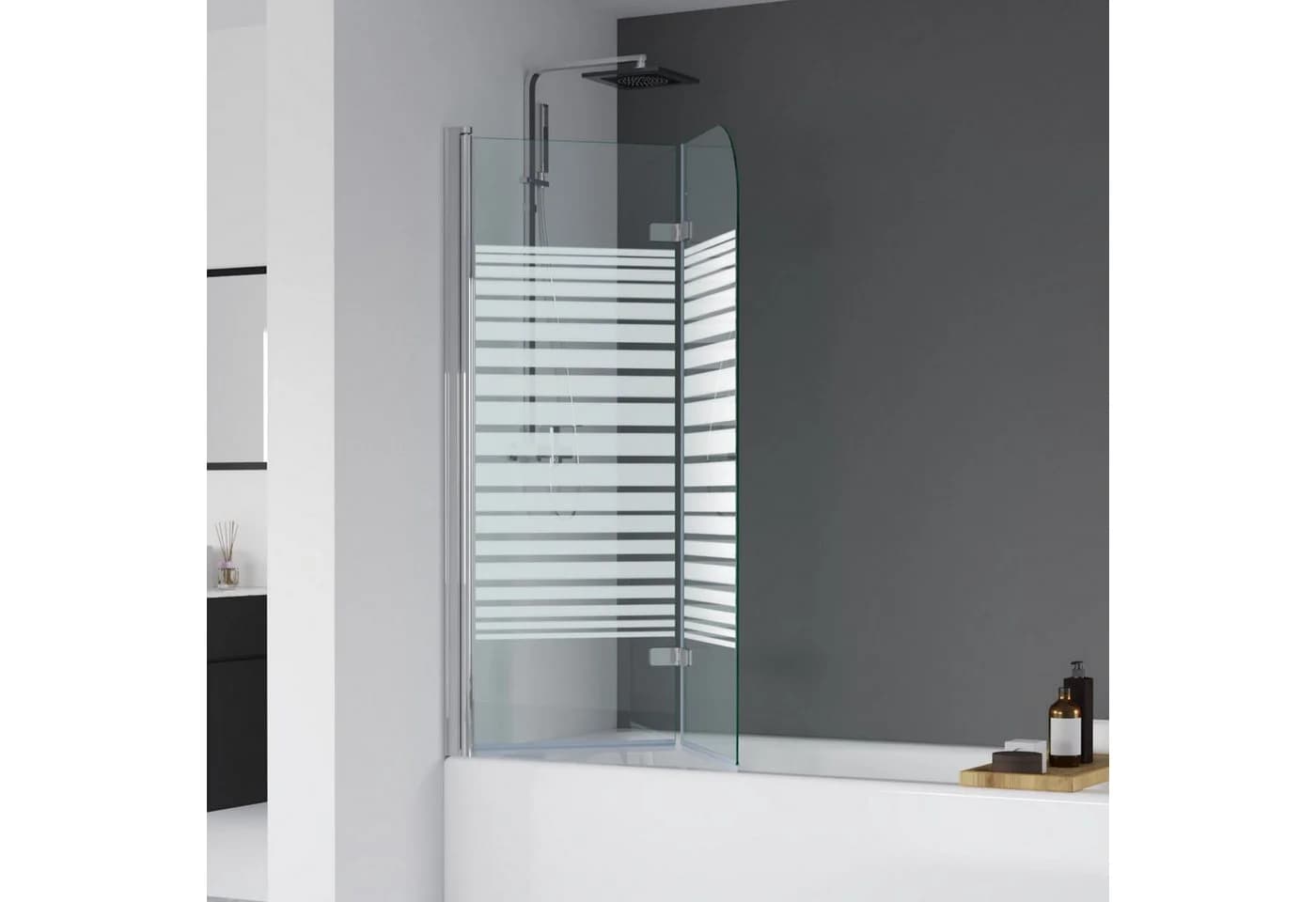 IMPTS Badewannenaufsatz Duschwand 2-tlg. 6mm Glas NANO-Beschichtung