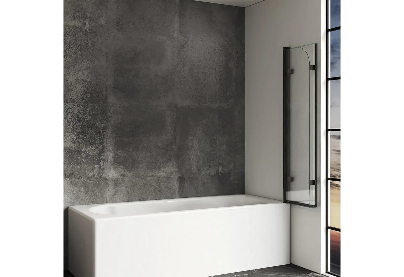 IMPTS Badewannenfaltwand Duschwand 3-teilig Glas Aluminium Schwarz - Bild 5