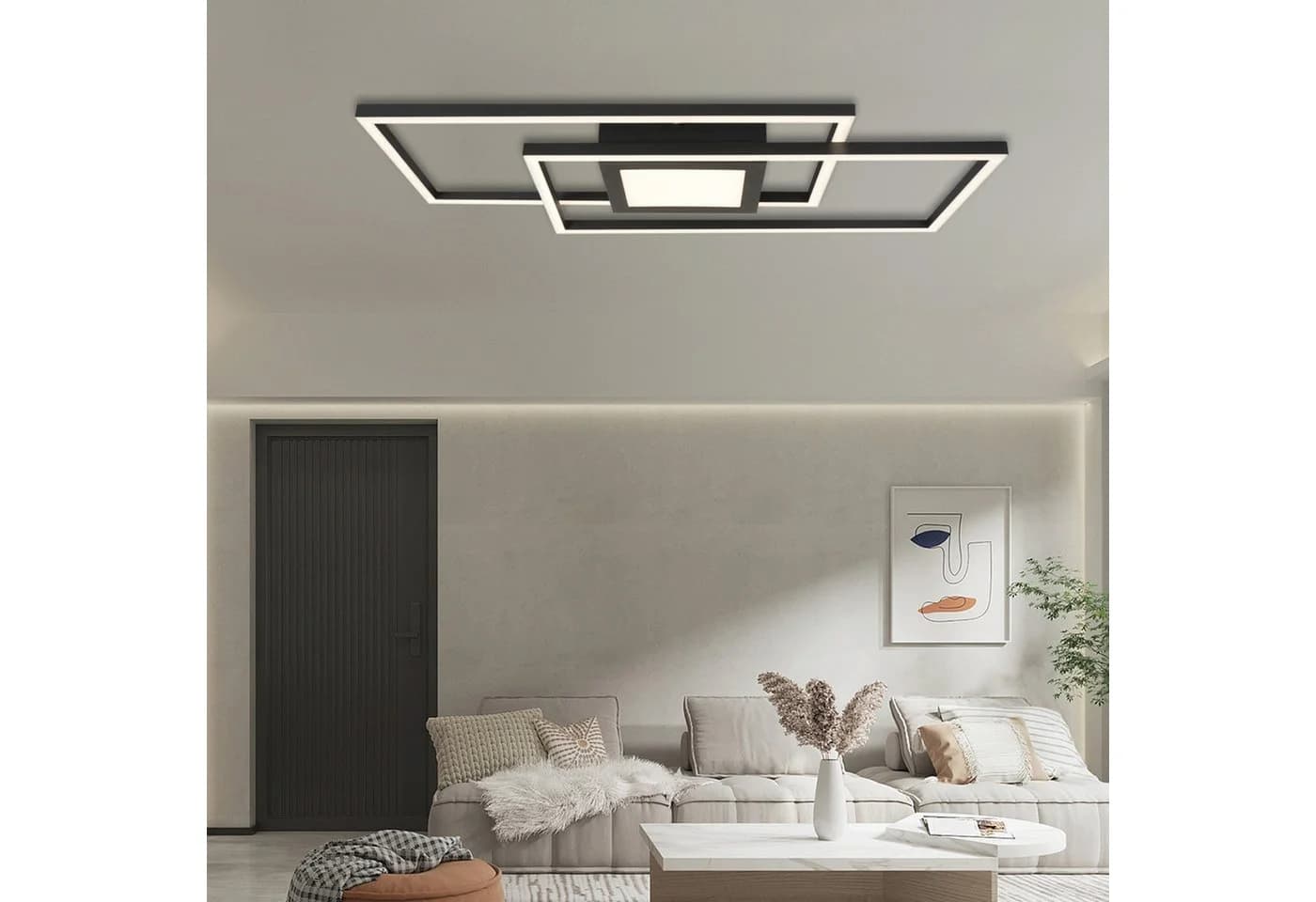 Schwarze LED-Deckenlampe in rechteckiger Form - Bild 2
