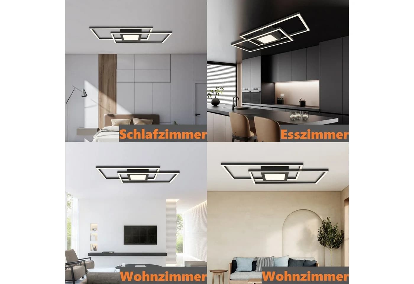 Schwarze LED-Deckenlampe in rechteckiger Form - Bild 3