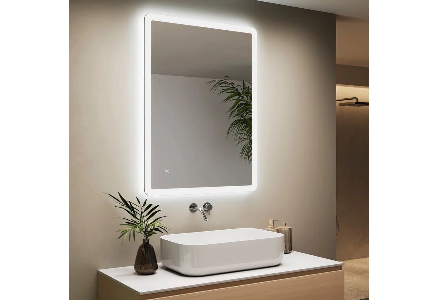 IMPTS Badspiegel mit LED Beleuchtung Dimmbar HD Hartglas