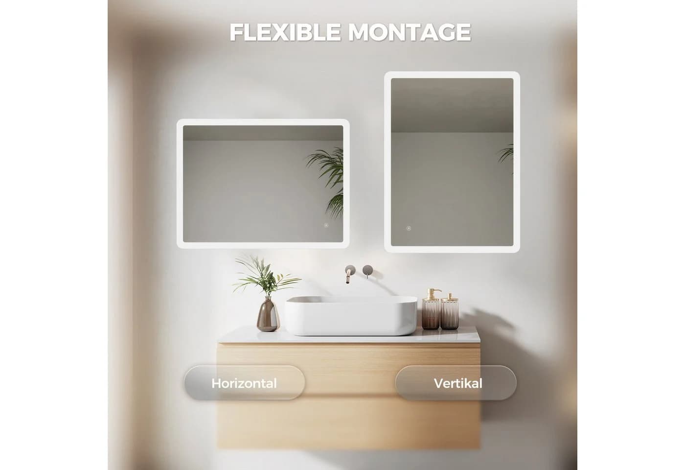 IMPTS Badspiegel mit LED Beleuchtung Dimmbar HD Hartglas - Bild 4