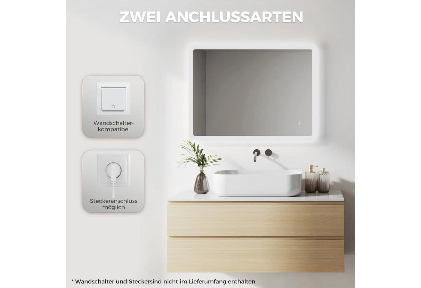 IMPTS Badspiegel mit LED Beleuchtung Dimmbar HD Hartglas - Bild 5