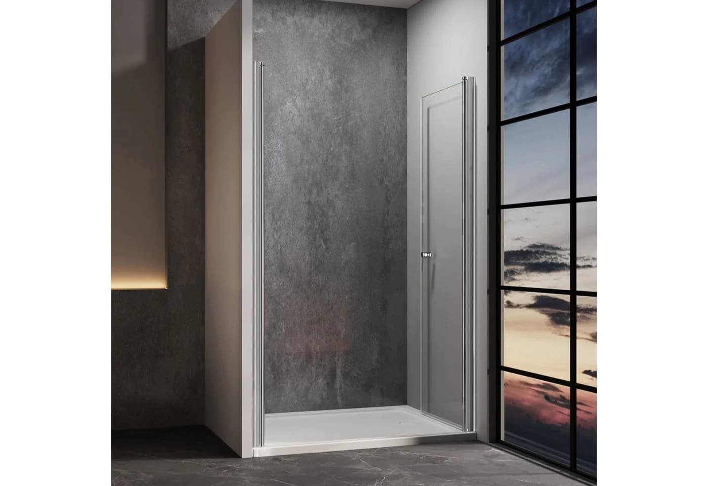 IMPTS Dusch-Drehtür Nische 6mm Sicherheitsglas Aluminium Silber