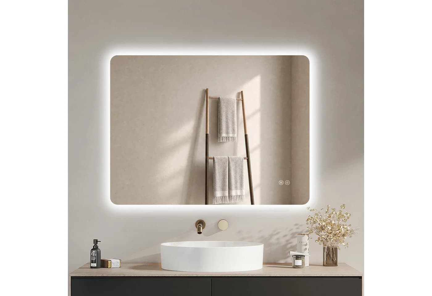 IMPTS LED Badspiegel mit Beleuchtung, Antibeschlag, Dimmbar, Touch-Schalter - Bild 2