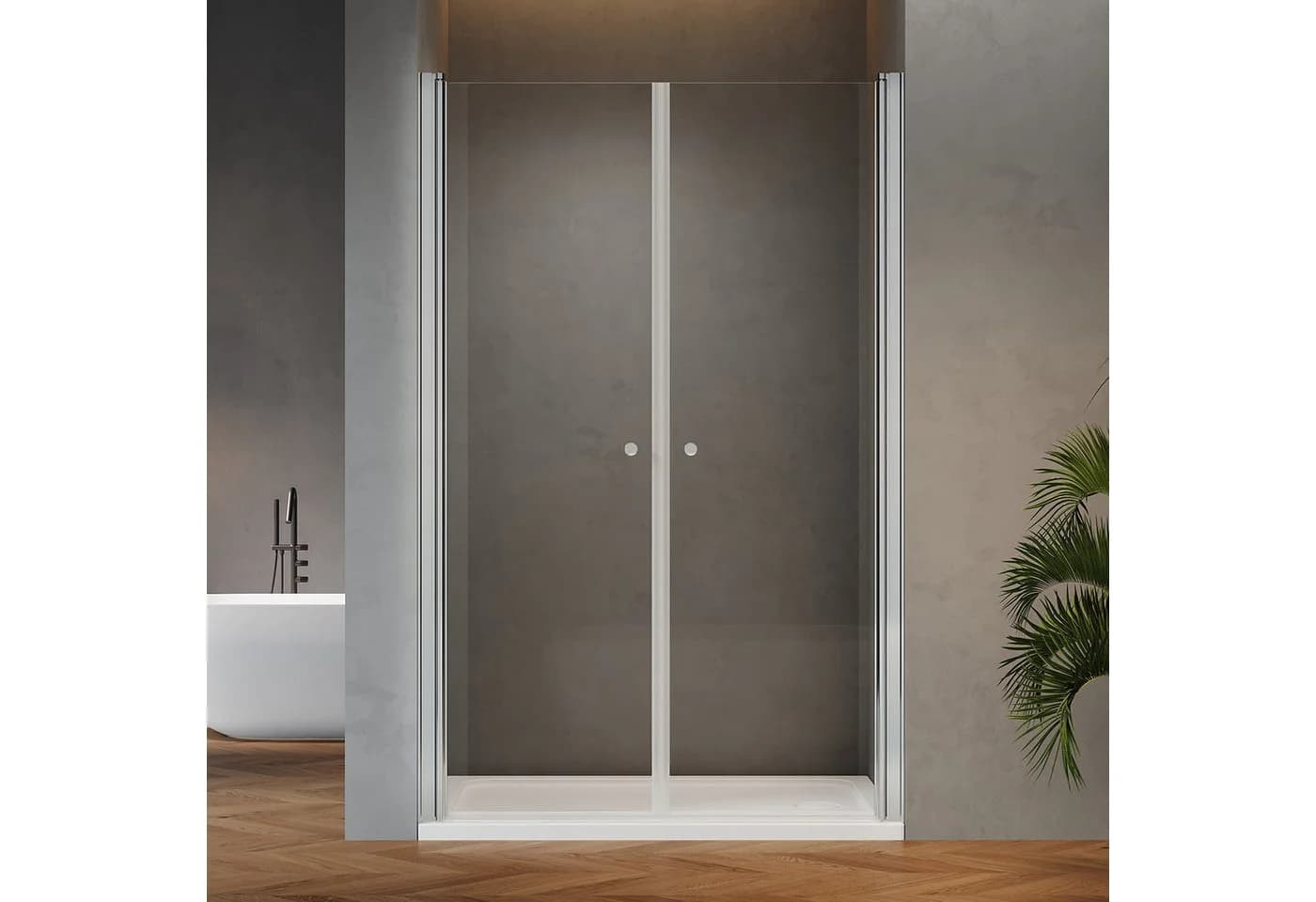 IMPTS Dusch-Drehtür Silber 6mm ESG Glas Aluminium Rahmen - Bild 2
