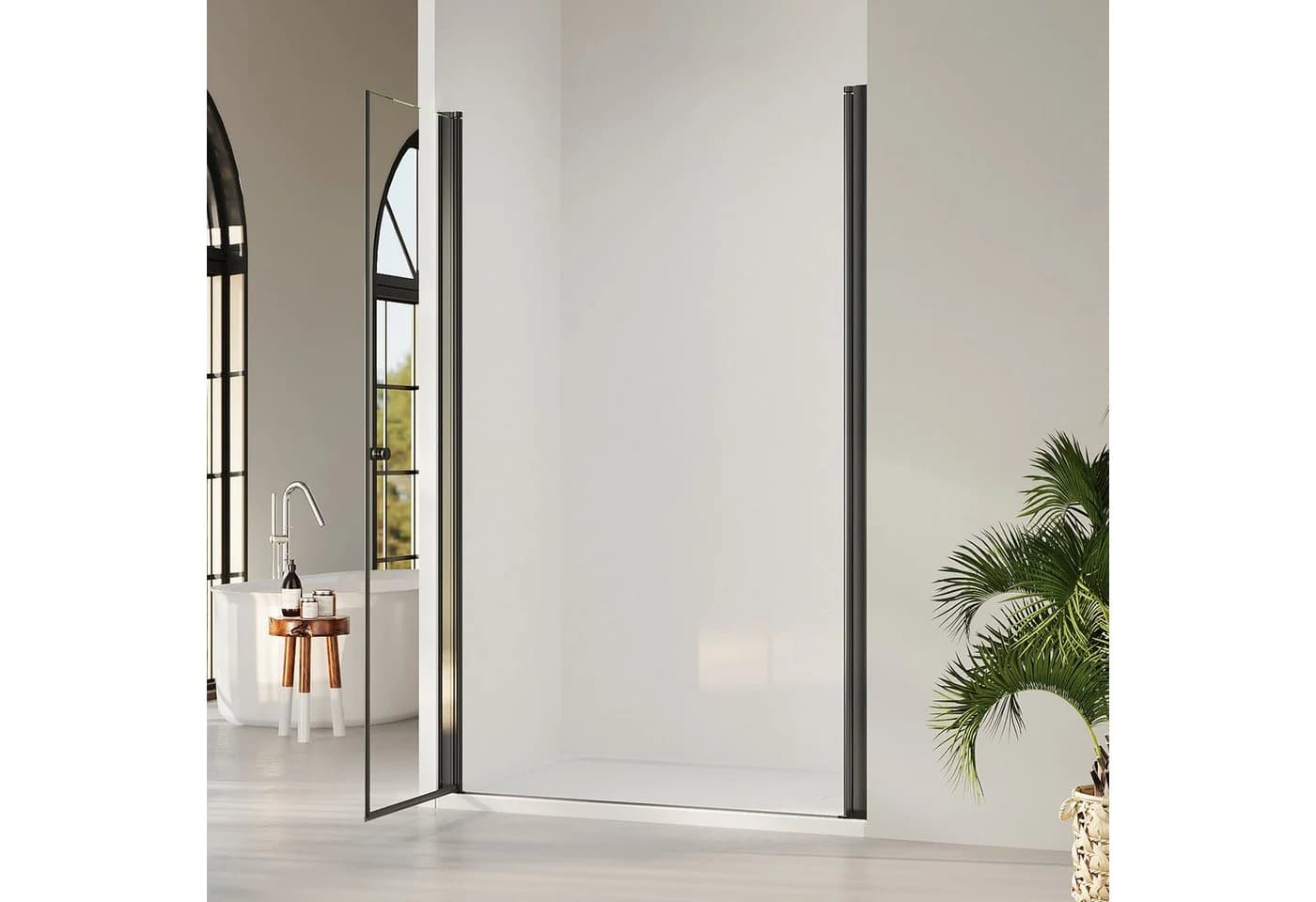 IMPTS Dusch-Drehtür Matt Schwarz 6mm ESG Glas Aluminium