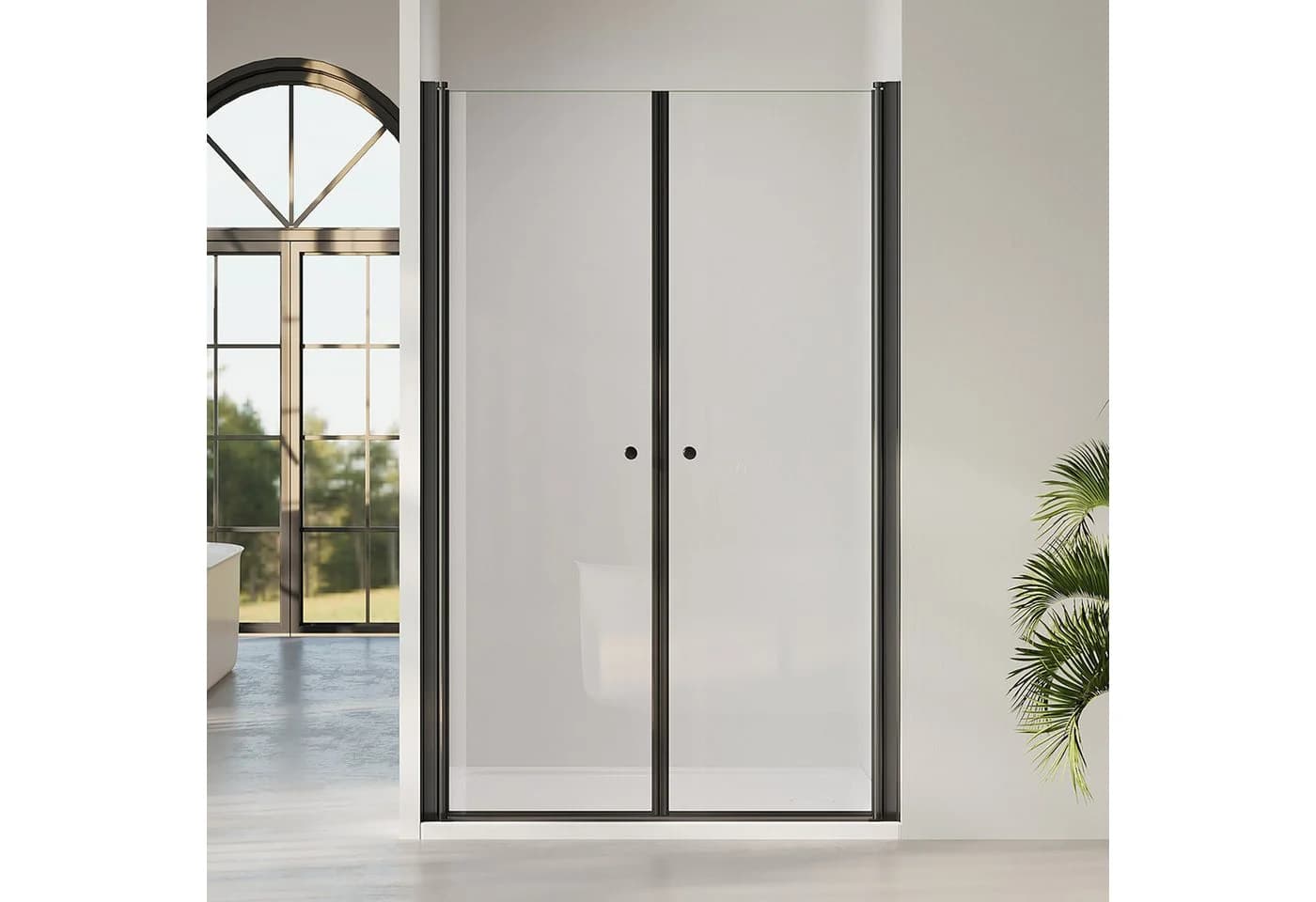 IMPTS Dusch-Drehtür Matt Schwarz 6mm ESG Glas Aluminium - Bild 2