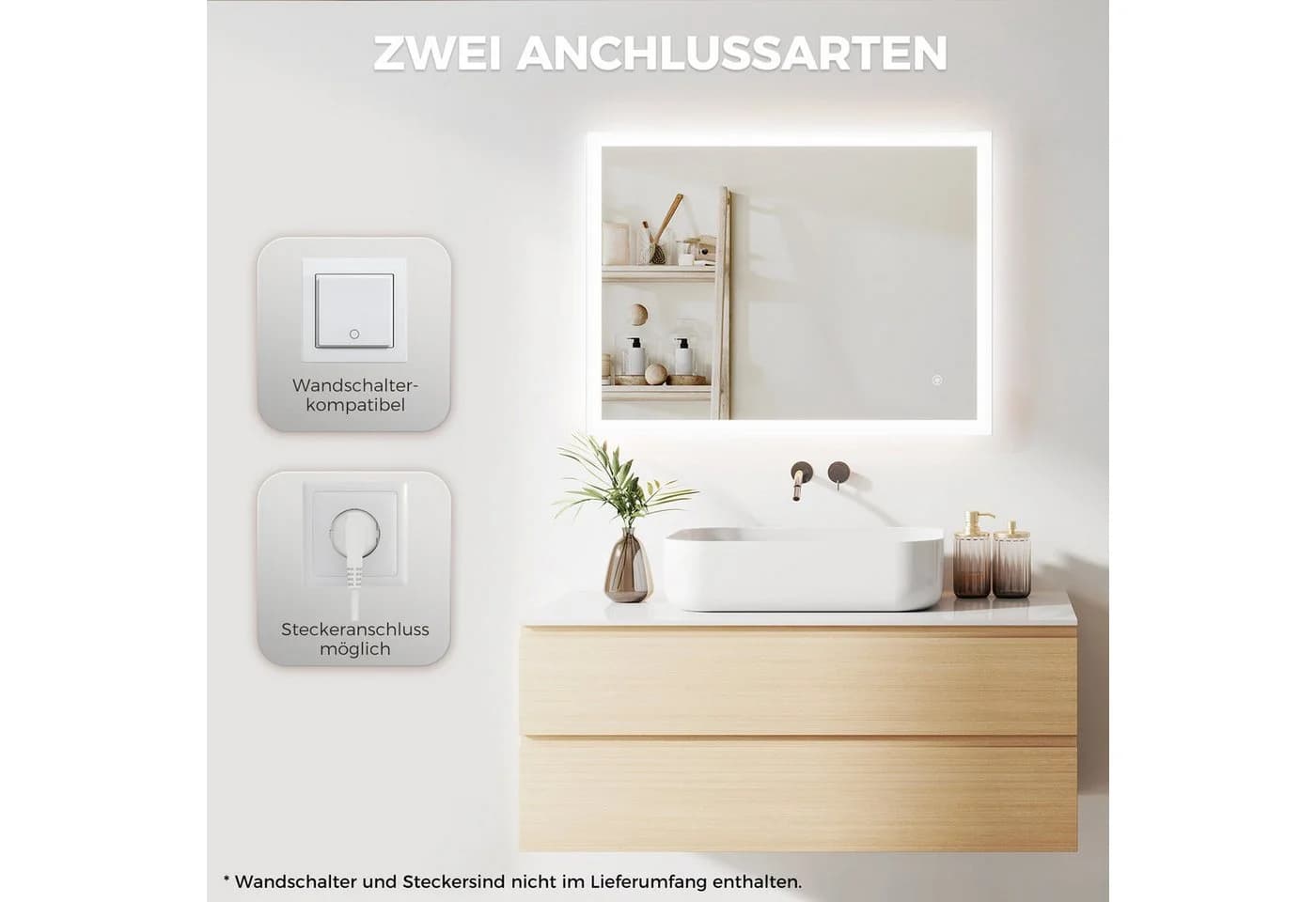 IMPTS Badspiegel mit LED Beleuchtung, rahmenlos, rechteckig - Bild 4