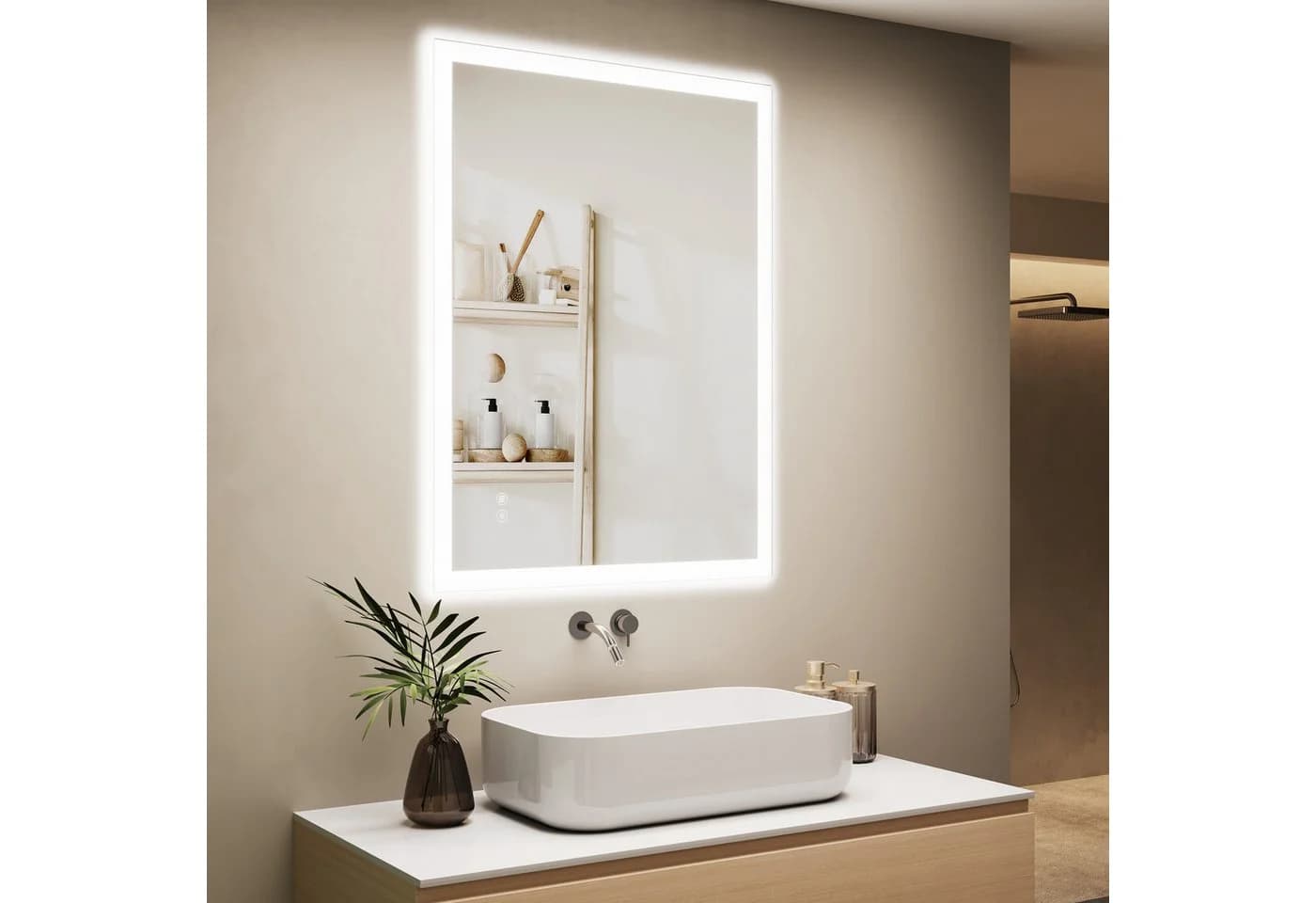 IMPTS Badspiegel mit LED Beleuchtung 3 Farbtemperaturen Dimmbar