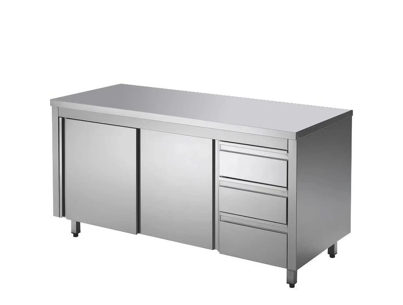 GastroHero Edelstahl Arbeitsschrank 200x70 cm mit 3 Schubladen - Bild 2