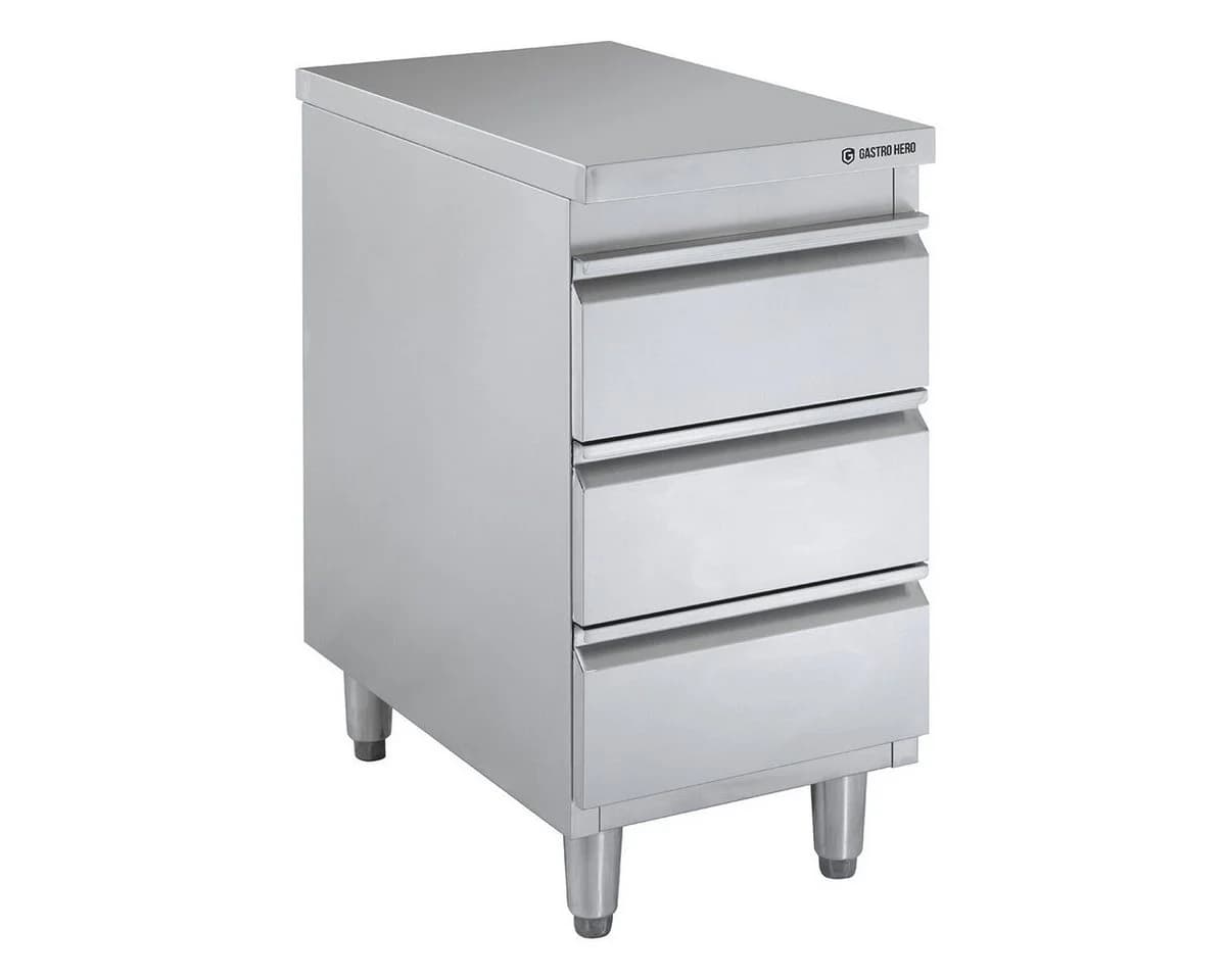 GastroHero Hochschrank Edelstahl-Schubladenschrank 3er 40x70x85 cm - Bild 2