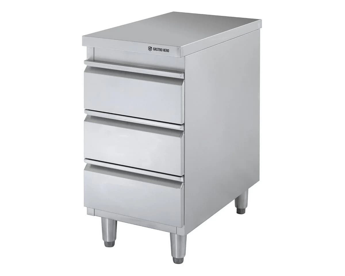 GastroHero Hochschrank Edelstahl-Schubladenschrank 3er 40x70x85 cm - Bild 3