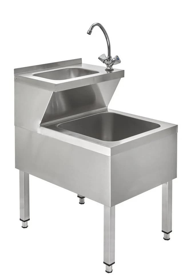 GastroHero Handwaschbecken mit Ausgussbecken und Mischbatterie - Edelstahl - Bild 2