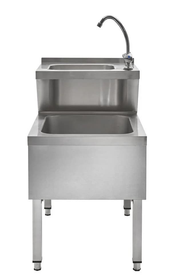GastroHero Handwaschbecken mit Ausgussbecken und Mischbatterie - Edelstahl - Bild 4
