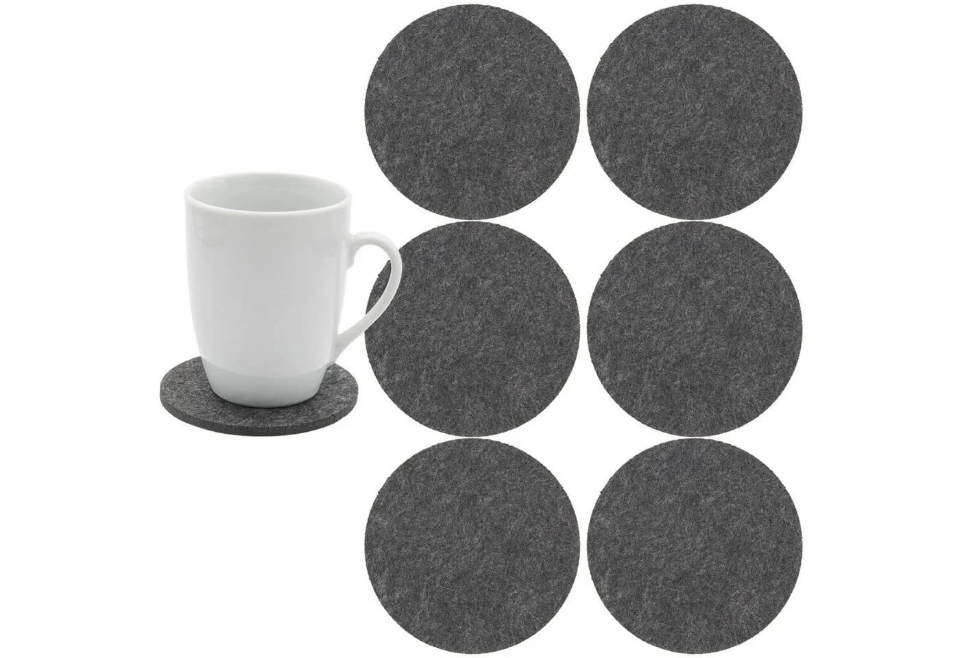 TSB Werk Glasuntersetzer Rund 6-tlg. Schwarz Polyester - Bild 2