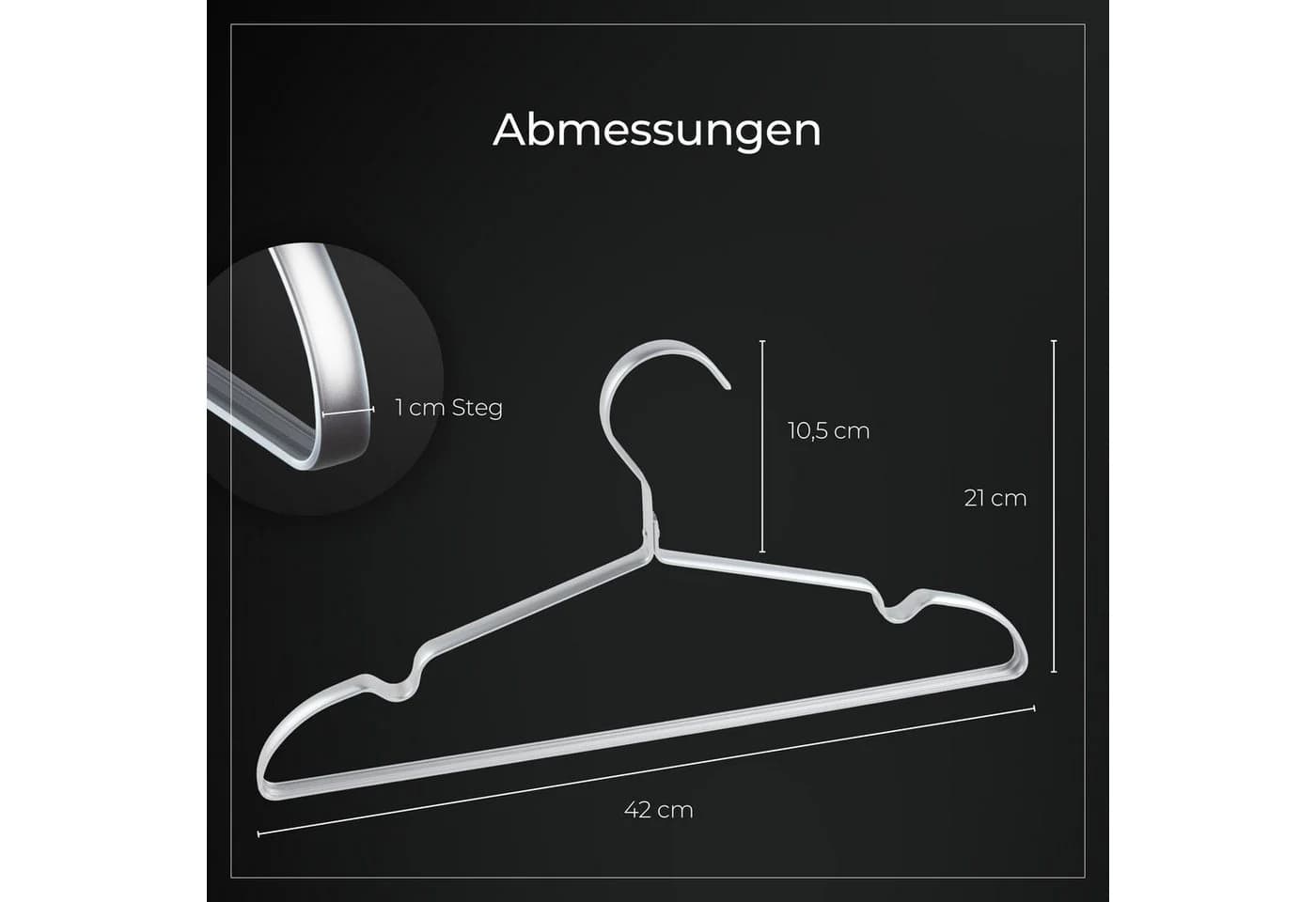Parusia Kleiderbügel 42 cm Silber Aluminium 20-tlg - Bild 5