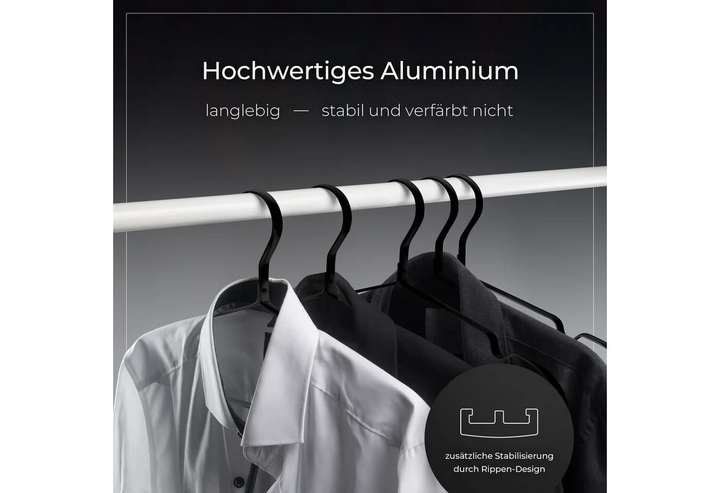 Parusia Kleiderbügel 10er Set Schwarz Aluminium